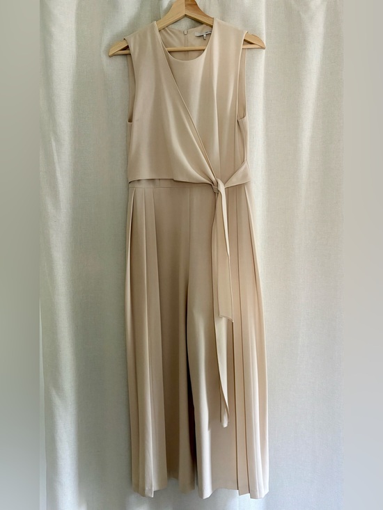 OAK + FORT Pants - Sleeveless Cream Wide-Leg Jumpsuit with Tie Waist